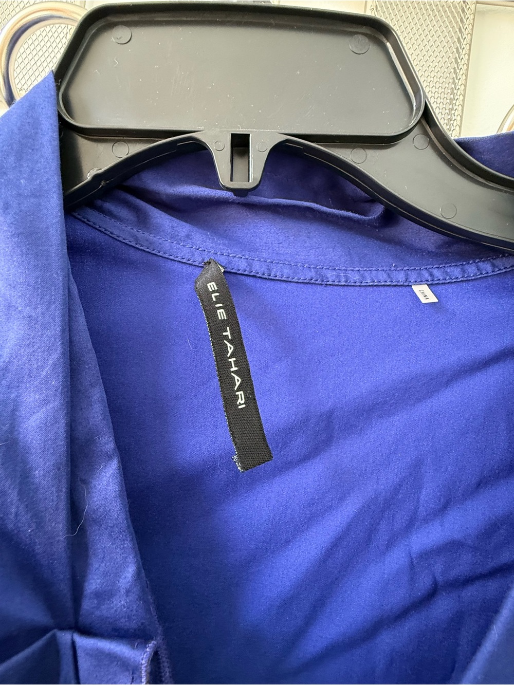 Elie Tahari Cobalt Blue V-Neck Dress with Ruffle Trim - Picture 3 of 5
